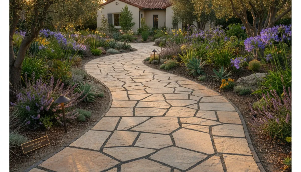 Curved stone paver entry steps by Chop Chop Landscaping in Pasadena, CA, showcasing expert hardscape design