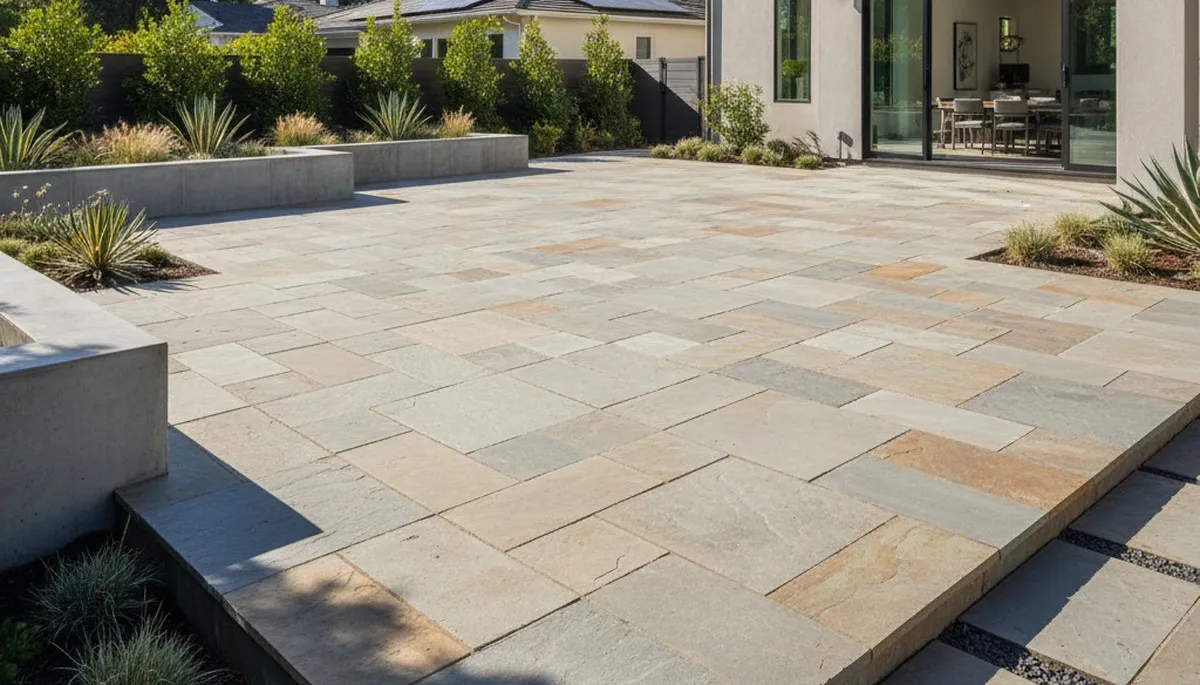 Modern large-format stone paver installation in Pasadena, CA by Chop Chop Landscaping