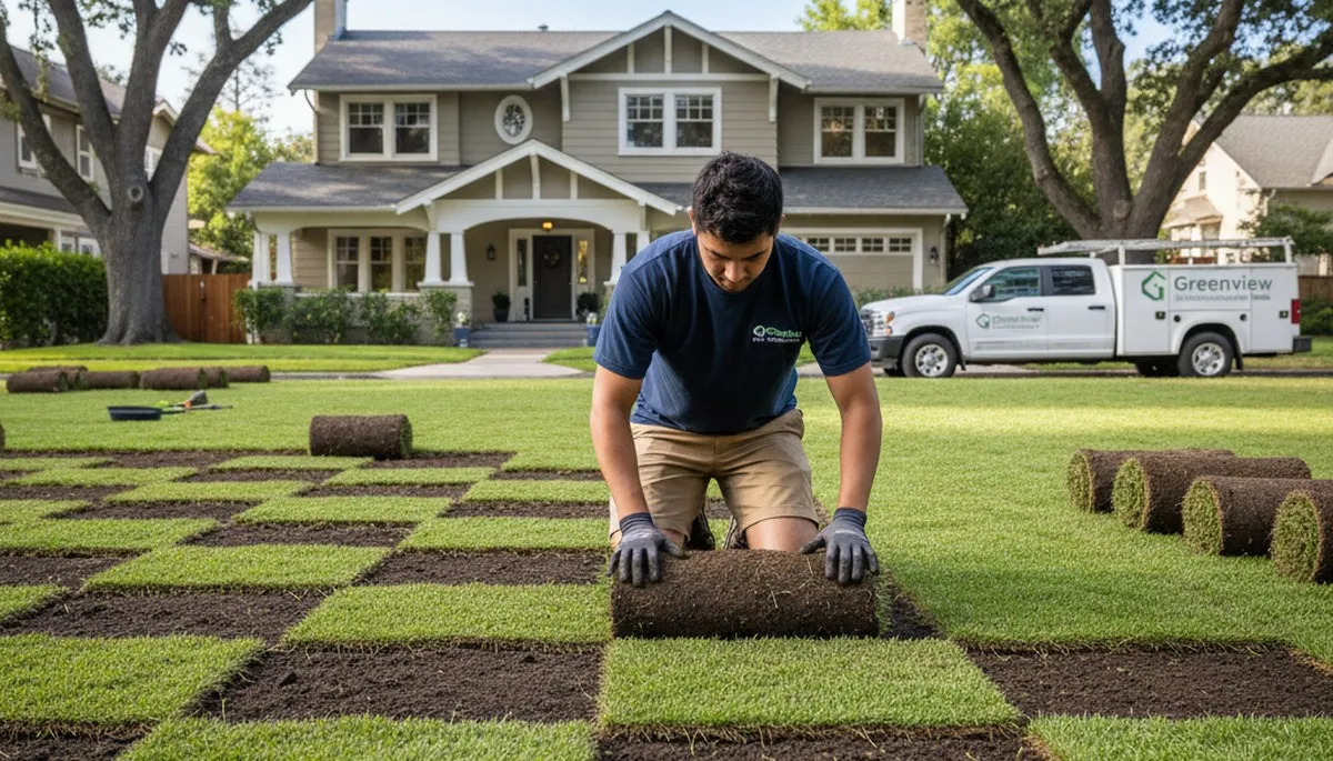 Close-up of professional sod seam installation in Pasadena, CA showing tight, even lawn connections