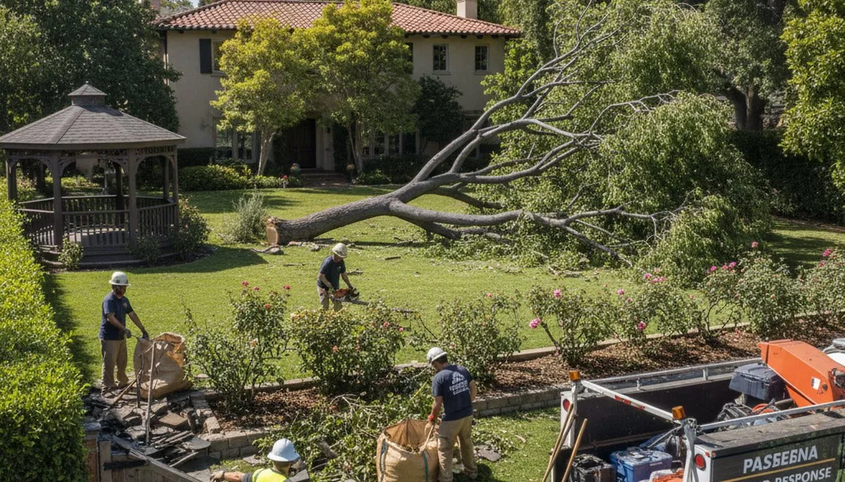 Professional storm debris cleanup and yard restoration by landscapers in Pasadena, CA